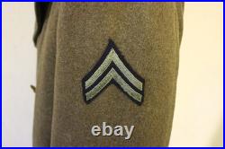 1940s US ARMY WWII WOOL OVERCOAT Lined Eagle Buttons Rank Patches SIZE 42R