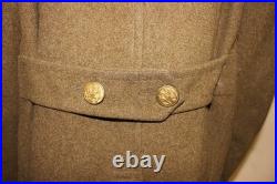 1940s US ARMY WWII WOOL OVERCOAT Lined Eagle Buttons Rank Patches SIZE 42R