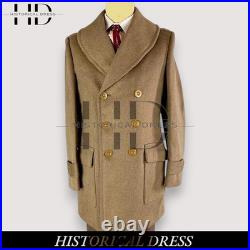 1940s US Army Officer Wool Overcoat Beige Military Doeskin Command Coat