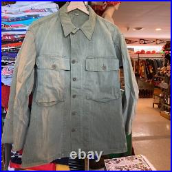 1940s Vintage HBT WWII US Army Shirt WW2 Herringbone Twill Military Uniform