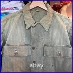 1940s Vintage HBT WWII US Army Shirt WW2 Herringbone Twill Military Uniform