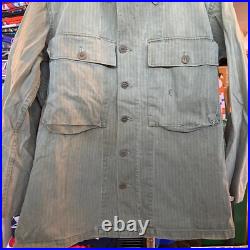 1940s Vintage HBT WWII US Army Shirt WW2 Herringbone Twill Military Uniform