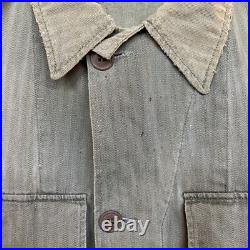 1940s Vintage HBT WWII US Army Shirt WW2 Herringbone Twill Military Uniform
