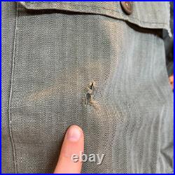 1940s Vintage HBT WWII US Army Shirt WW2 Herringbone Twill Military Uniform