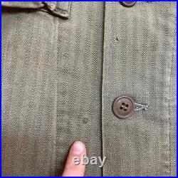 1940s Vintage HBT WWII US Army Shirt WW2 Herringbone Twill Military Uniform