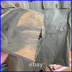1940s Vintage HBT WWII US Army Shirt WW2 Herringbone Twill Military Uniform