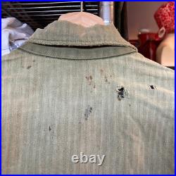 1940s Vintage HBT WWII US Army Shirt WW2 Herringbone Twill Military Uniform