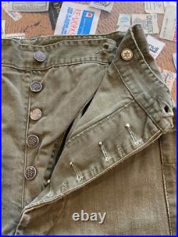 1940s Vintage WWII HBT 13 STAR US Army Military Uniform Pants M43 Herringbone
