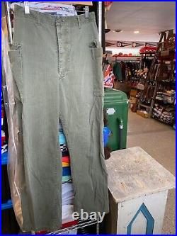 1940s Vintage WWII HBT 13 STAR US Army Military Uniform Pants M43 Herringbone