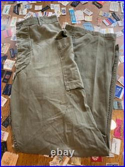 1940s Vintage WWII HBT 13 STAR US Army Military Uniform Pants M43 Herringbone