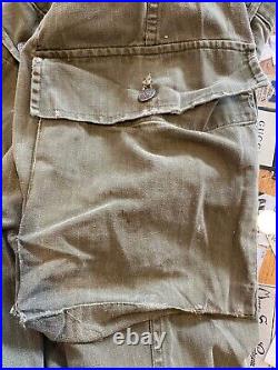 1940s Vintage WWII HBT 13 STAR US Army Military Uniform Pants M43 Herringbone