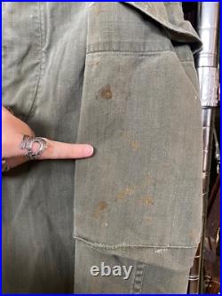 1940s Vintage WWII HBT 13 STAR US Army Military Uniform Pants M43 Herringbone