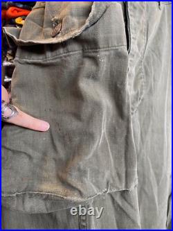 1940s Vintage WWII HBT 13 STAR US Army Military Uniform Pants M43 Herringbone