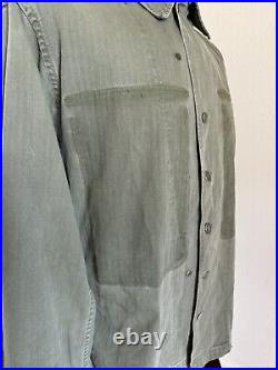 1940s Vtg WWII US Army HBT 13 Star 36 R Button Long Pocket Jacket Field M1943