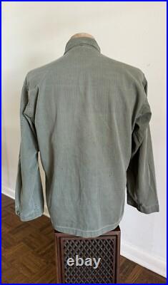 1940s Vtg WWII US Army HBT 13 Star 36 R Button Long Pocket Jacket Field M1943