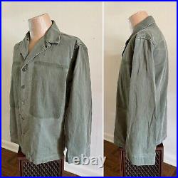 1940s Vtg WWII US Army HBT 13 Star 36 R Button Long Pocket Jacket Field M1943