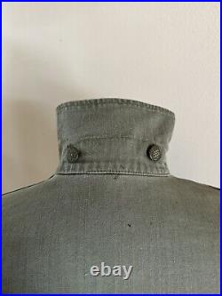 1940s Vtg WWII US Army HBT 13 Star 36 R Button Long Pocket Jacket Field M1943