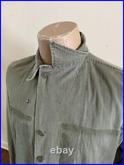 1940s Vtg WWII US Army HBT 13 Star 36 R Button Long Pocket Jacket Field M1943