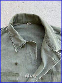 1940s Vtg WWII US Army HBT 13 Star 36 R Button Long Pocket Jacket Field M1943