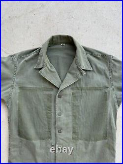 1940s Vtg WWII US Army HBT 13 Star 36 R Button Long Pocket Jacket Field M1943