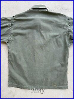 1940s Vtg WWII US Army HBT 13 Star 36 R Button Long Pocket Jacket Field M1943