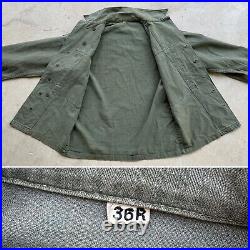 1940s Vtg WWII US Army HBT 13 Star 36 R Button Long Pocket Jacket Field M1943