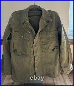 1940s WWII 36R US Army Jacket HBT Herringbone Twill Gas Flap 13 Stars Shirt Coat 1940s WWII 36R US Army Jacket HBT Herringbone Twill Gas Flap 13 Stars Shirt Coat