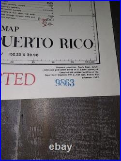 1942 WWII Puerto Rico Military Road Map Restricted Army Engineer Original