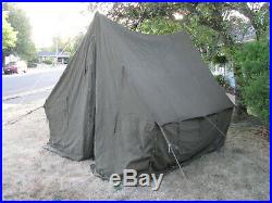 1942 WWII US ARMY TENT SMALL WALL FIRE RESISTANT 9x9x8 ft WW2 -original- VINTAGE