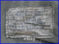 1942 WWII US ARMY TENT SMALL WALL FIRE RESISTANT 9x9x8 ft WW2 -original- VINTAGE