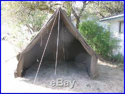 1942 WWII US ARMY TENT SMALL WALL FIRE RESISTANT 9x9x8 ft WW2 -original- VINTAGE