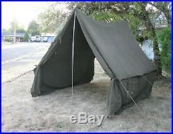 1942 WWII US ARMY TENT SMALL WALL FIRE RESISTANT 9x9x8 ft WW2 -original- VINTAGE