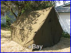 1942 WWII US ARMY TENT SMALL WALL FIRE RESISTANT 9x9x8 ft WW2 -original- VINTAGE