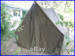 1942 WWII US ARMY TENT SMALL WALL FIRE RESISTANT 9x9x8 ft WW2 -original- VINTAGE