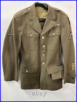 1942 Wwii Us Army Air Corps Force Wool Uniform Jacket Coat Pins Cap 36r