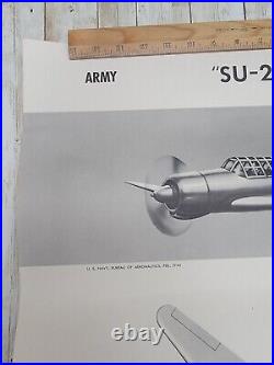 1944 WWII RARE US Naval Army Aviation Training Poster SU-2 Military