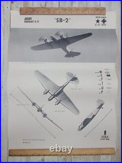 1944 WWII RARE US Naval Army USSR Aviation Training Poster SB-2 Military