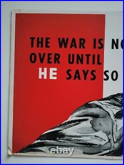 1945 Wwii Cardboard Sign Poster 28x11 7th War Loan Soldier Ww2 Bonds Army Navy