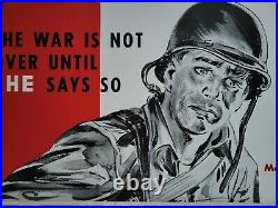 1945 Wwii Cardboard Sign Poster 28x11 7th War Loan Soldier Ww2 Bonds Army Navy