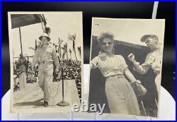 2 Original Vtg 1940's WWII USO Show BOB HOPE Francis Langford Photos Army Examin