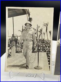 2 Original Vtg 1940's WWII USO Show BOB HOPE Francis Langford Photos Army Examin