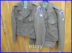 2 Original WW2 Era German Made U. S. Army in Europe Patched Ike Jacket's 38 R 2 Original WW2 Era German Made U. S. Army in Europe Patched Ike Jacket's 38 R