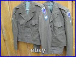2 Original WW2 Era German Made U. S. Army in Europe Patched Ike Jacket's 38 R 2 Original WW2 Era German Made U. S. Army in Europe Patched Ike Jacket's 38 R