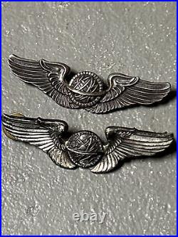 2 Vintage 3 WWII Pilot ARMY AIR FORCE Wings 1 Sterling Silver
