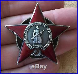 #24713 Red Star Order Rare 3 Rivets Type 100% Original Ww2 Russian Army Badge