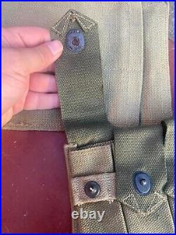 2x WWII US Army Two Tone Transitional Thompson Pouch Unmarked Original WW2