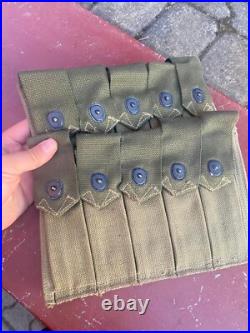 2x WWII US Army Two Tone Transitional Thompson Pouch Unmarked Original WW2
