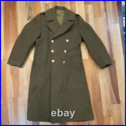 38R WW2 WWII US Army Trench Coat Overcoat Heavy Wool OD Green 1942