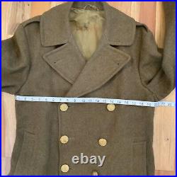 38R WW2 WWII US Army Trench Coat Overcoat Heavy Wool OD Green 1942