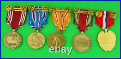 5 WWII Army Medals & Ribbon Bar for Service in the Pacific Philippines WW2